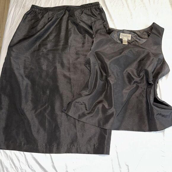 Tally Taylor Paris Rome Women's 2 Pc Skirt Top Size 14 Black Sleeveless Cocktail - Picture 6 of 7